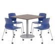 Olio Designs Teak Square 36in Lola Dining Set - Navy Caster Chairs