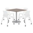 Olio Designs Teak Square 36in Lola Dining Set -  White Caster Chairs