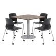 Olio Designs Teak Square 36in Lola Dining Set - Black Caster Chairs