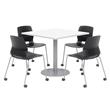 Olio Designs White Square 36in Lola Dining Set - Black Caster Chairs