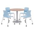 Olio Designs Cherry Round 42in Lola Dining Set - Blue Caster Chairs
