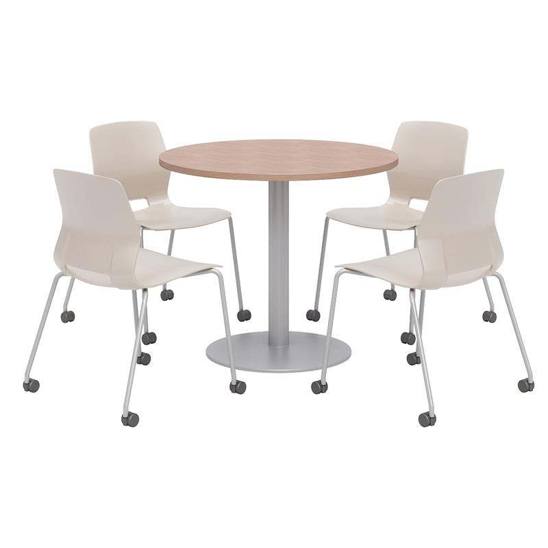 Olio Designs Cherry Round 42in Lola Dining Set - Moon Caster Chairs