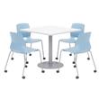 Olio Designs White Square 36in Lola Dining Set - Sky Blue Caster Chairs