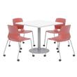 Olio Designs White Square 36in Lola Dining Set - Coral Caster Chairs