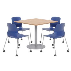 Olio Designs Maple Square 42in Lola Dining Set - Navy Caster Chairs