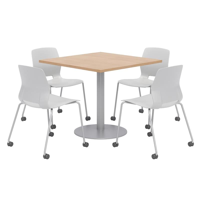 Olio Designs Maple Square 42in Lola Dining Set - Gray Caster Chairs