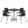 Olio Designs Espresso Square 42in Lola Dining Set - Black Caster Chairs
