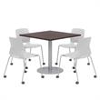 Olio Designs Espresso Square 42in Lola Dining Set - Gray Caster Chairs