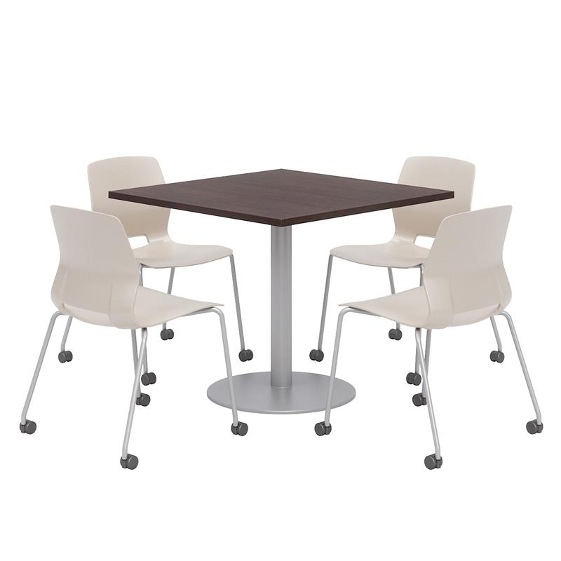Olio Designs Espresso Square 42in Lola Dining Set - Moon Caster Chairs