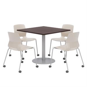 Olio Designs Espresso Square 42in Lola Dining Set - Moon Caster Chairs