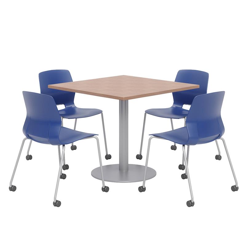 Olio Designs Cherry Square 42in Lola Dining Set - Navy Caster Chairs