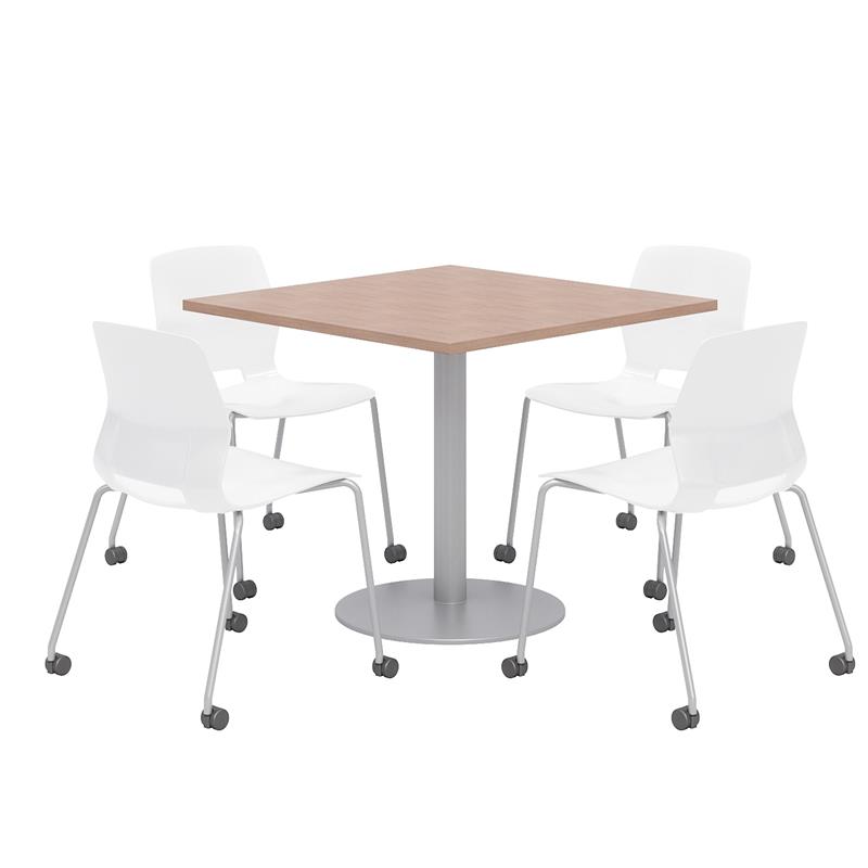 Olio Designs Cherry Square 42in Lola Dining Set - White Caster Chairs