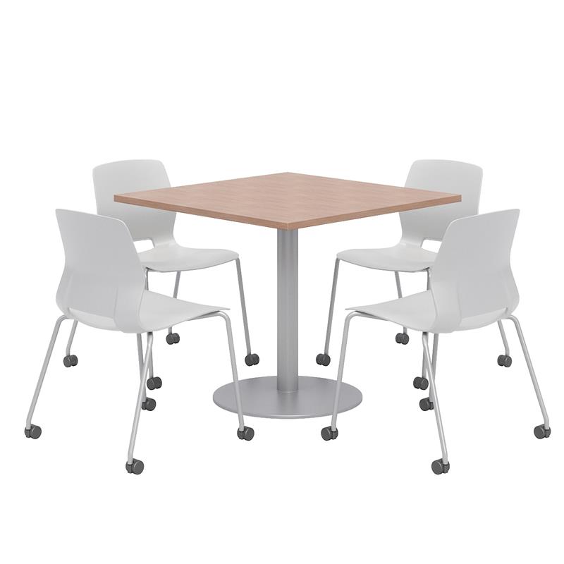 Olio Designs Cherry Square 42in Lola Dining Set - Gray Caster Chairs