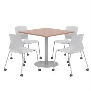 Olio Designs Cherry Square 42in Lola Dining Set - Gray Caster Chairs