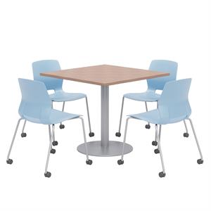 Olio Designs Cherry Square 42in Lola Dining Set - Blue Caster Chairs