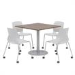 Olio Designs Teak Square 42in Lola Dining Set - Gray Caster Chairs