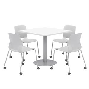 Olio Designs White Square 42in Lola Dining Set -  Gray Caster Chairs