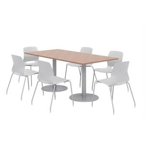 36 x 72&quot Table - 6 Light Grey Lola Chairs - Cherry Top - Silver Base