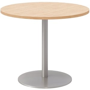 36&quot Round Pedestal Table - Maple Top - Silver Base