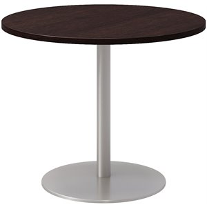 36&quot Round Pedestal Table - Espresso Top - Silver Base