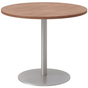 36&quot Round Pedestal Table - River Cherry Top - Silver Base