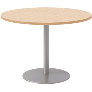 42&quot Round Pedestal Table - Maple Top - Silver Base