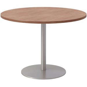 42&quot Round Pedestal Table - River Cherry Top - Silver Base