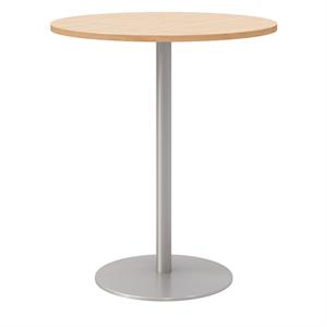 36&quot Round Pedestal Table - Maple Top - Silver Base - Bistro Height