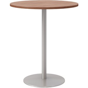 36&quot Round Pedestal Table - River Cherry Top - Silver Base - Bistro Height