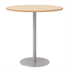 42&quot Round Pedestal Table - Maple Top - Silver Base - Bistro Height