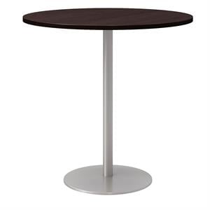 42&quot Round Pedestal Table - Espresso Top - Silver Base - Bistro Height