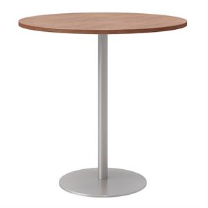 42&quot Round Pedestal Table - River Cherry Top - Silver Base - Bistro Height
