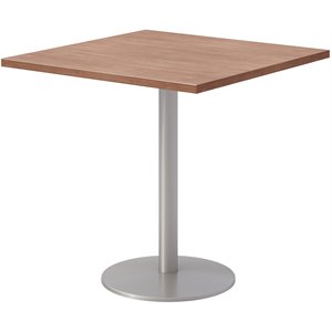 30&quot Square Pedestal Table - River Cherry Top - Silver Base
