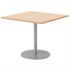36&quot Square Pedestal Table - Maple Top - Silver Base