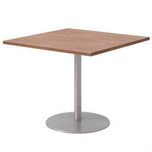 36&quot Square Pedestal Table - River Cherry Top - Silver Base