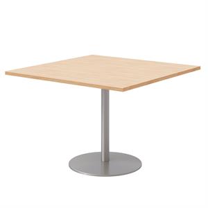 42&quot Square Pedestal Table - Maple Top - Silver Base