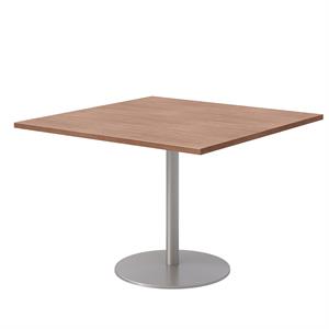42&quot Square Pedestal Table - River Cherry Top - Silver Base