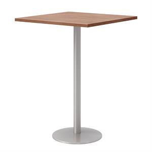 30&quot Square Pedestal Table - Cherry Top - Silver Base - Bistro Height