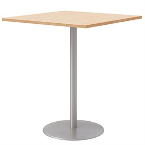 36&quot Square Pedestal Table - Maple Top - Silver Base - Bistro Height