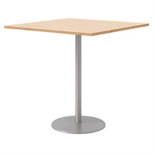 42&quot Square Pedestal Table - Maple Top - Silver Base - Bistro Height