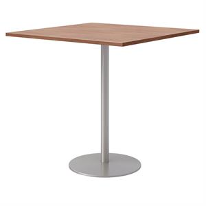 42&quot Square Pedestal Table - Cherry Top - Silver Base - Bistro Height