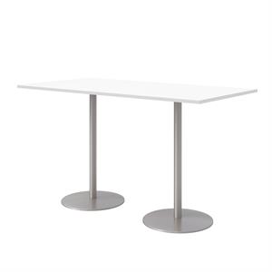 36 x 72&quot Bistro Table - Designer White Top - Silver Base