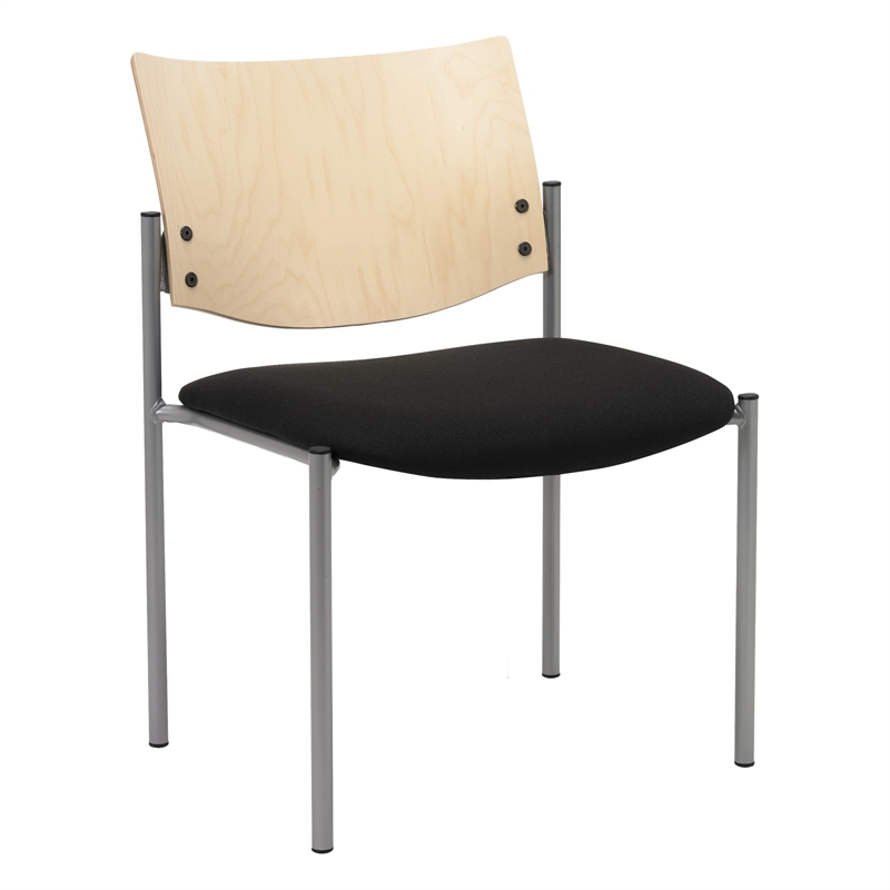 KFI Evolve Guest Chair - Black vinyl - Natural Wood Back