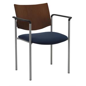 kfi evolve guest chair - arms - navy fabric - chocolate back