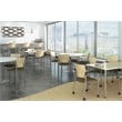 KFI Evolve Guest Chair - Casters - Navy fabric - Natural Wood Back