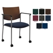 KFI Evolve Guest Chair - Arms - Casters - Black fabric - Chocolate Wood Back