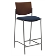 KFI Evolve Series-Barstool - Silver Frame - Navy fabric - Chocolate Wood Back