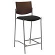 KFI Evolve Series-Barstool - Silver Frame - Black fabric - Chocolate Wood Back