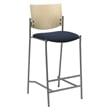 KFI Evolve Series-Barstool - Silver Frame - Navy fabric - Natural Wood Back