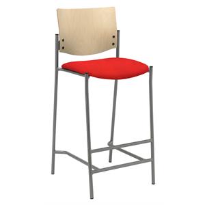KFI Studios Evolve Natural Wood Back and Pimento Fabric Seat Barstool